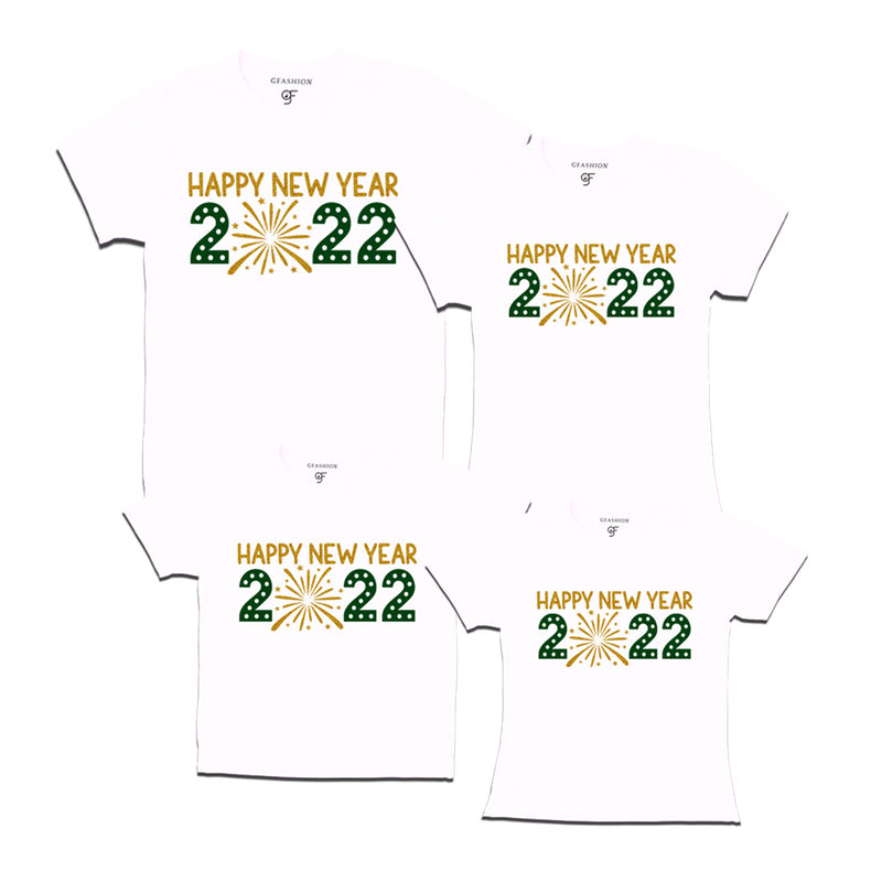 Happy New Year 2022 T-shirts for Family-Set of 4 in White Color available @ gfashion.jpg