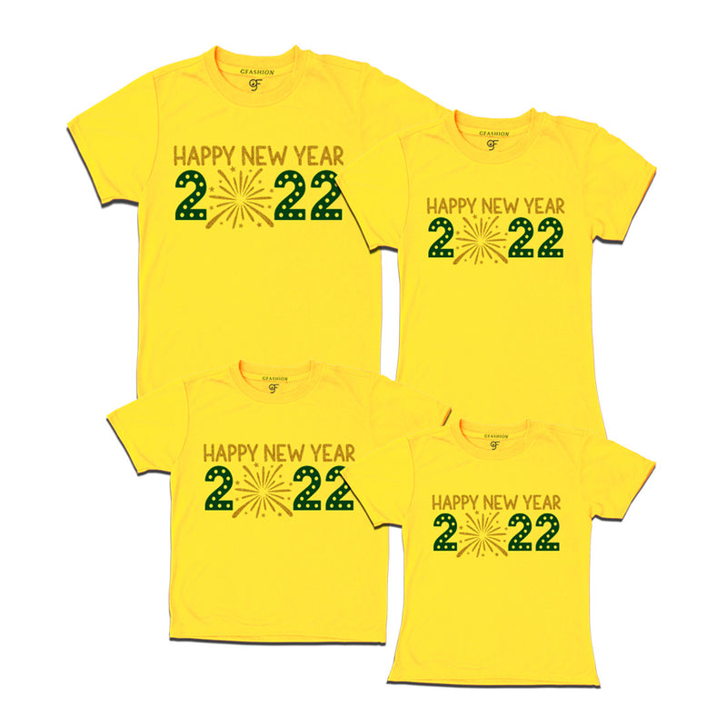 Happy New Year 2022 T-shirts for Family-Set of 4 in Yellow Color available @ gfashion.jpg