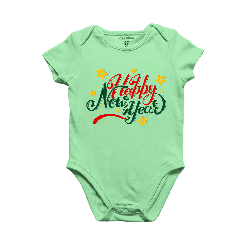 Happy New Year Baby Bodysuit or Rompers or Onesie in Pista Green Color avilable @ gfashion.jpg