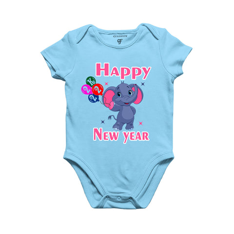 Happy New Year Baby Bodysuit or Rompers or Onesie in Sky Blue Color avilable @ gfashion.jpg