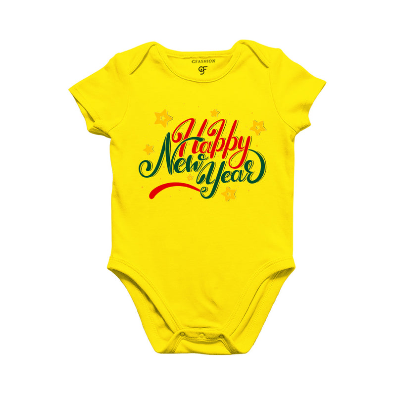Happy New Year Baby Bodysuit or Rompers or Onesie in Yellow Color avilable @ gfashion.jpg