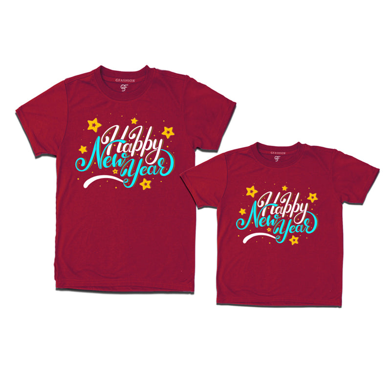 Happy New Year Combo T-shirts in Maroon Color avilable @ gfashion.jpg