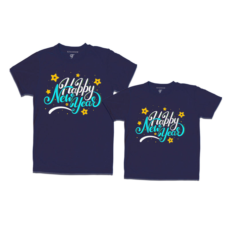 Happy New Year Combo T-shirts in Navy Color avilable @ gfashion.jpg