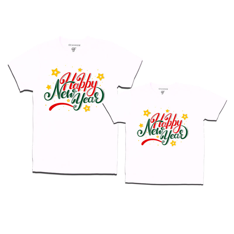 Happy New Year Combo T-shirts in White Color avilable @ gfashion.jpg