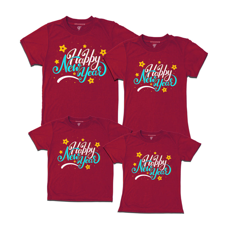 Happy New Year T-shirts for Family-Friends-Group in Maroon Color avilable @ gfashion.jpg