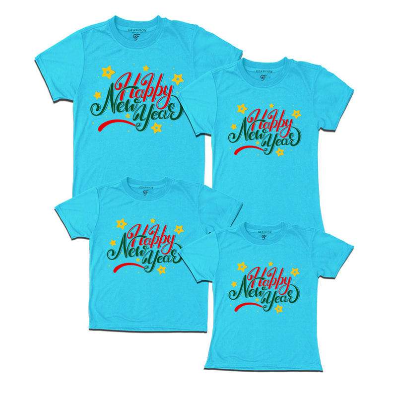 Happy New Year T-shirts for Family-Friends-Group in Sky Blue Color avilable @ gfashion.jpg
