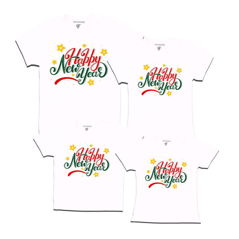 Happy New Year T-shirts for Family-Friends-Group in White Color avilable @ gfashion.jpg