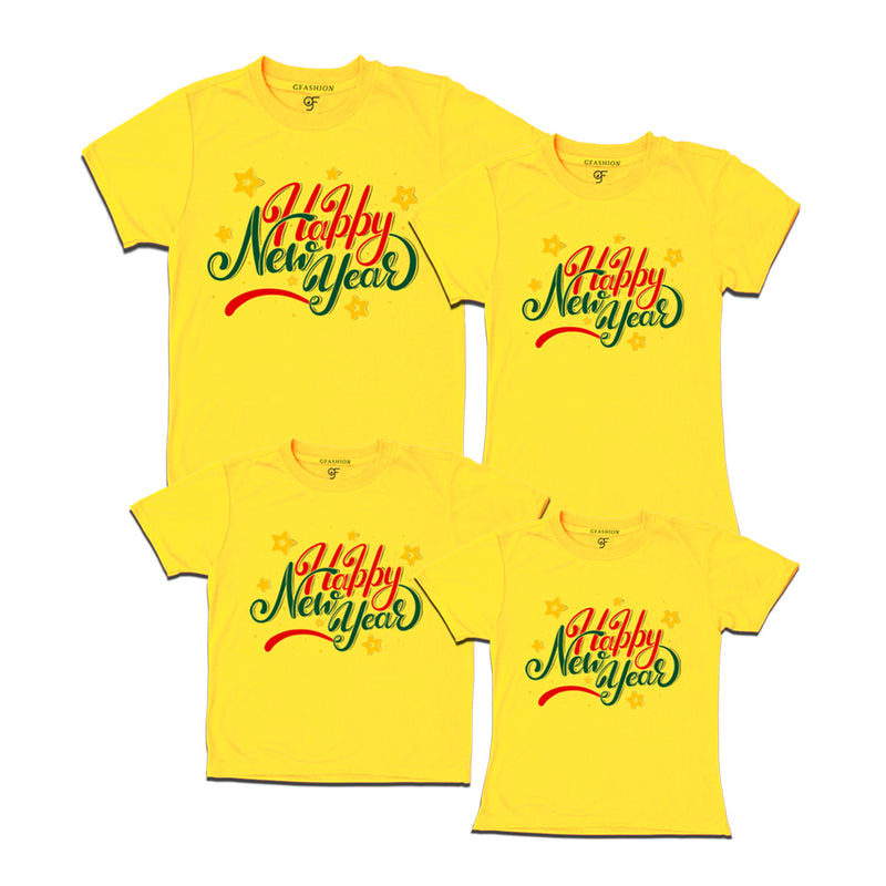 Happy New Year T-shirts for Family-Friends-Group in Yellow Color avilable @ gfashion.jpg