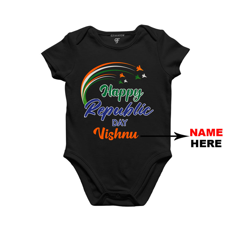 Happy Republic Day Baby Bodysuit-Name Customized in Black Color available @ gfashion.jpg