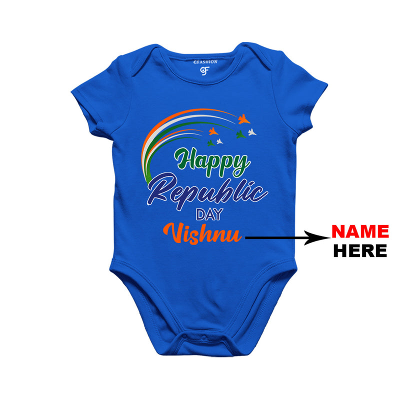Happy Republic Day Baby Bodysuit-Name Customized in Blue Color available @ gfashion.jpg