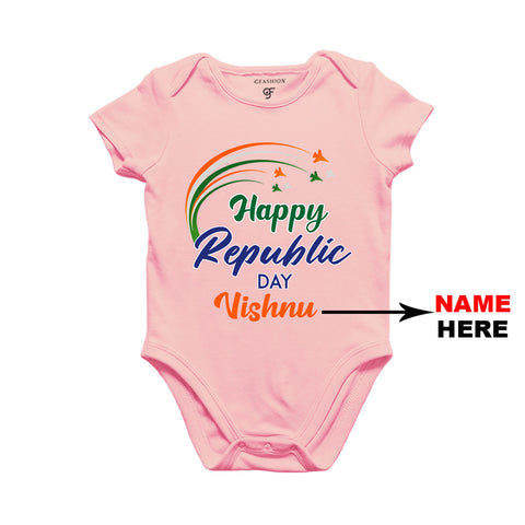 Happy Republic Day Baby Bodysuit-Name Customized in Pink Color available @ gfashion.jpg