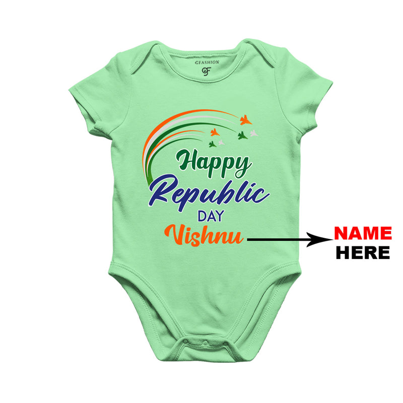 Happy Republic Day Baby Bodysuit-Name Customized in Pista Green Color available @ gfashion.jpg