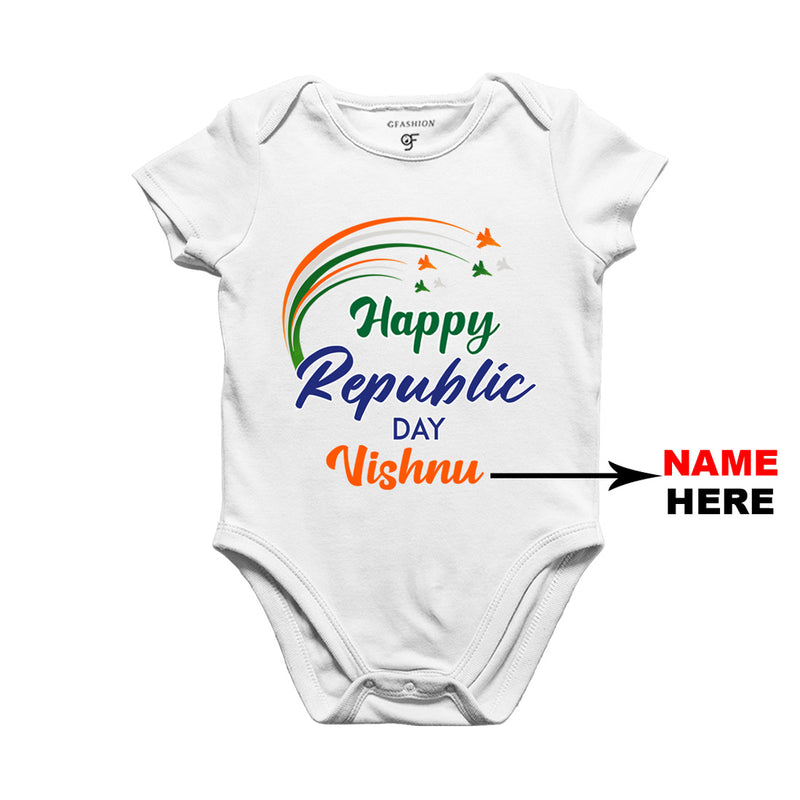Happy Republic Day Baby Bodysuit-Name Customized in White Color available @ gfashion.jpg