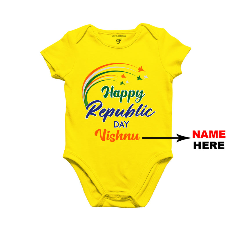Happy Republic Day Baby Bodysuit-Name Customized in Yellow Color available @ gfashion.jpg