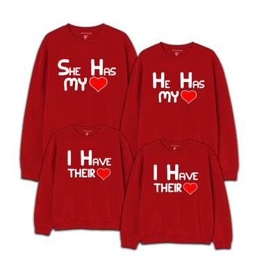 He has My Love,She has My Love and I Have Their Love Family Sweatshirt in Red Color available @ gfashion.