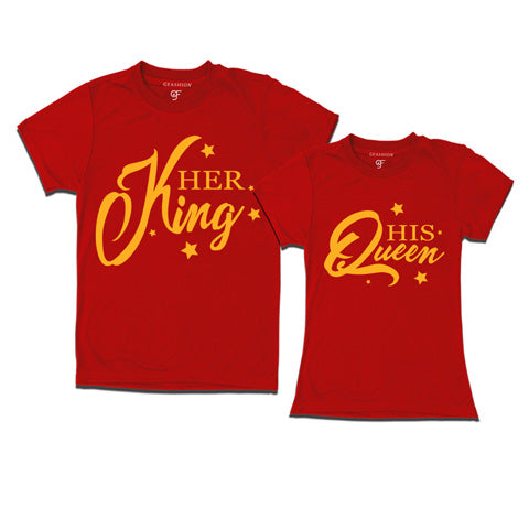 Her King His Queen-Couple T shirts-Red-gfashion