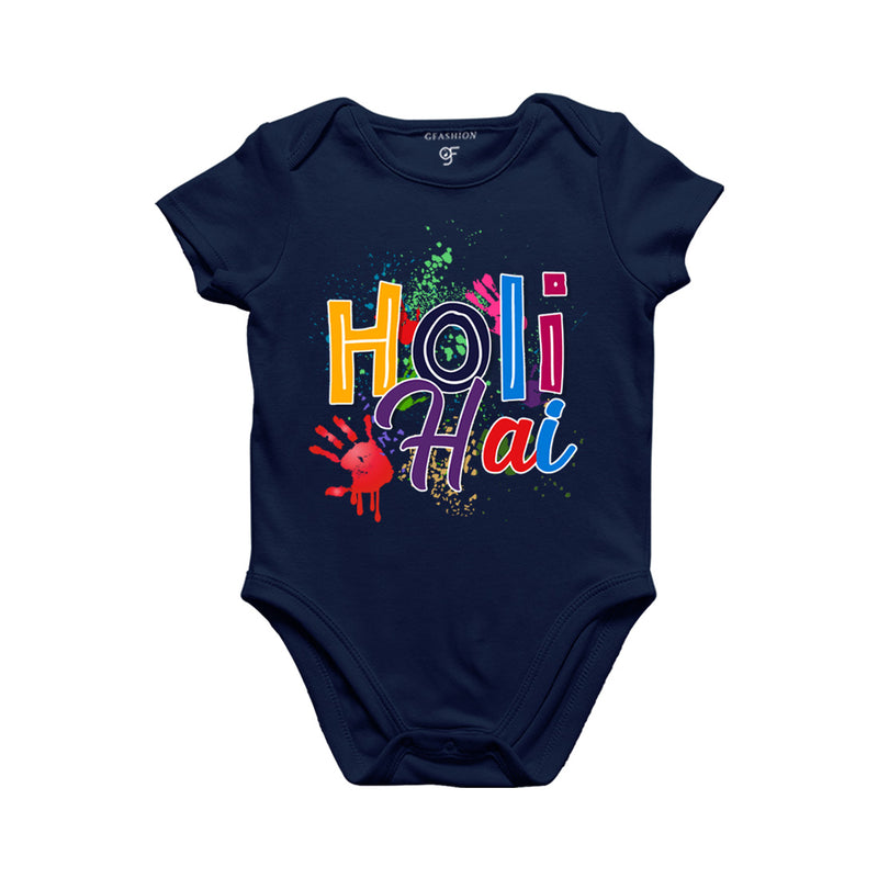 Holi Hai Baby Onesie in Navy Color available @ gfashion.jpg