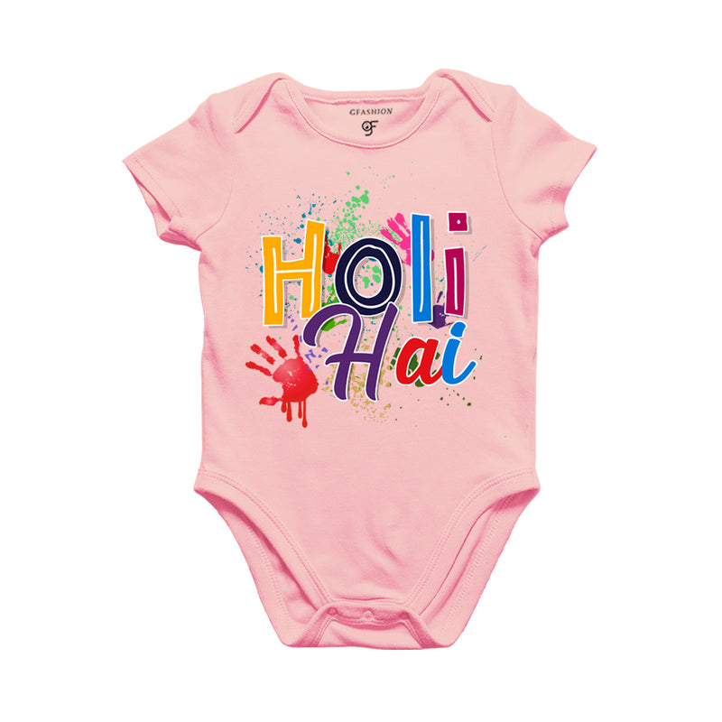 Holi Hai Baby Onesie in Pink Color available @ gfashion.jpg
