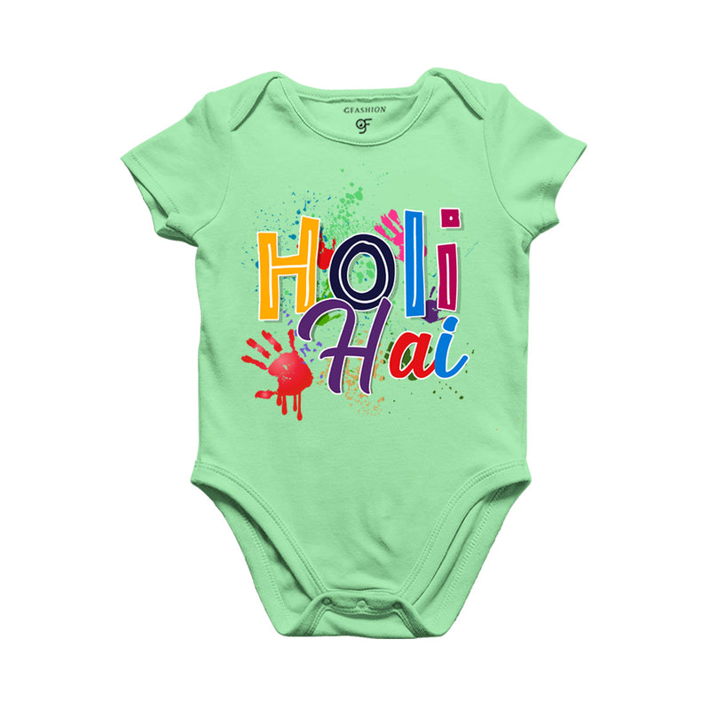 Holi Hai Baby Onesie in Pista Green Color available @ gfashion.jpg