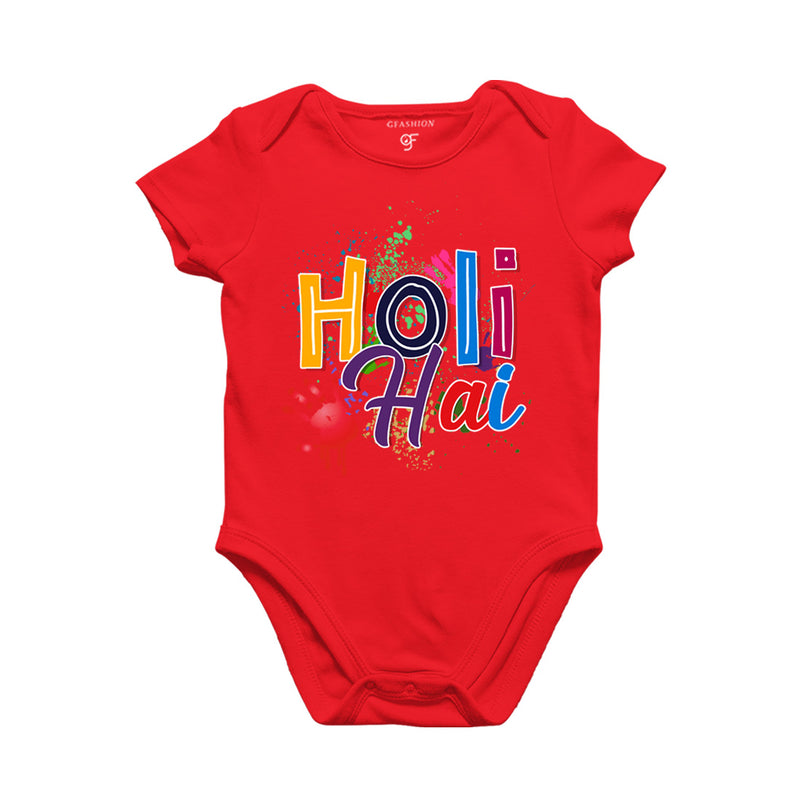 Holi Hai Baby Onesie in Red Color available @ gfashion.jpg