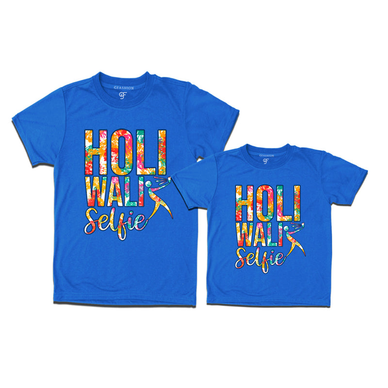 Holi Wali Selfie  T-shirts Combo in Blue Color available @ gfashion.jpg
