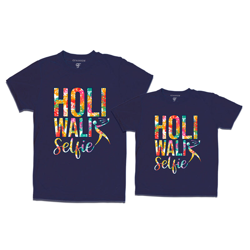 Holi Wali Selfie  T-shirts Combo in Navy Color available @ gfashion.jpg