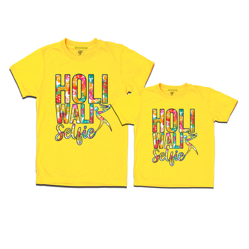 Holi Wali Selfie  T-shirts Combo in Yellow Color available @ gfashion.jpg