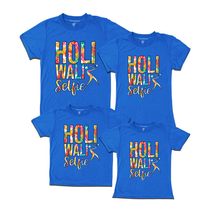 Holi Wali Selfie  T-shirts for Family in Blue Color available @ gfashion.jpg