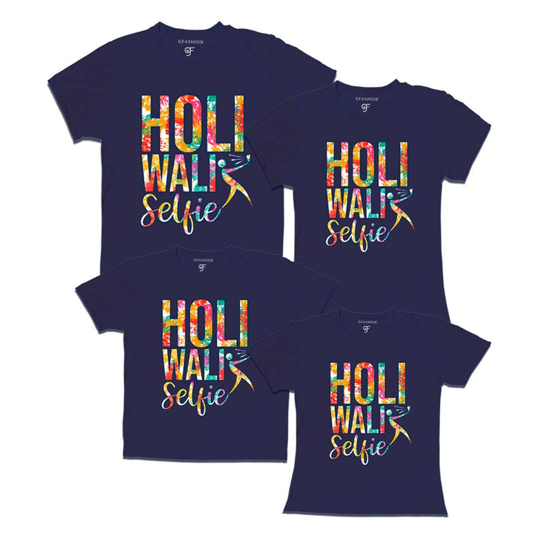 Holi Wali Selfie  T-shirts for Family in Navy Color available @ gfashion.jpg
