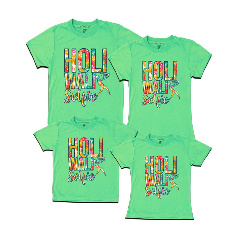 Holi Wali Selfie  T-shirts for Family in Pista Green Color available @ gfashion.jpg