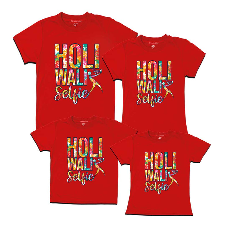 Holi Wali Selfie  T-shirts for Family in Red Color available @ gfashion.jpg