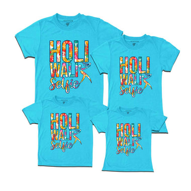 Holi Wali Selfie  T-shirts for Family in Sky Blue Color available @ gfashion.jpg
