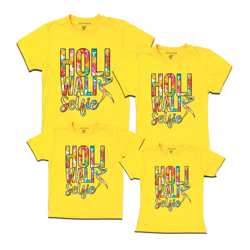 Holi Wali Selfie  T-shirts for Family in Yellow Color available @ gfashion.jpg