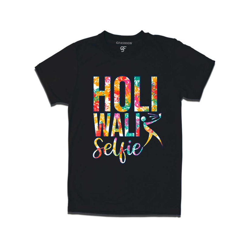Holi Wali Selfie  T-shirts  in Black Color available @ gfashion.jpg