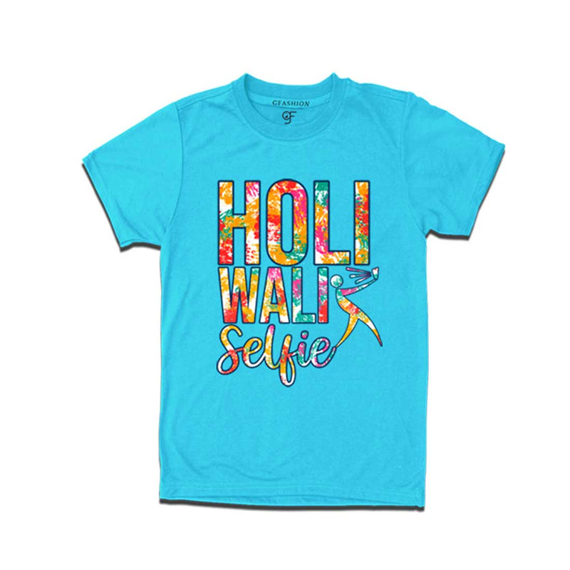 Holi Wali Selfie  T-shirts  in Sky Blue Color available @ gfashion.jpg