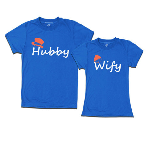 Hubby Wifey-Couple T-shirts-Blue