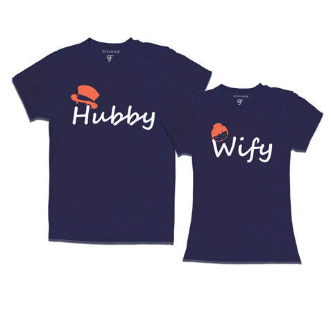 Hubby Wifey-Couple T-shirts-Navy