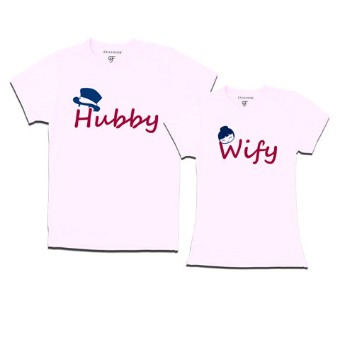 Hubby Wifey-Couple T-shirts-White