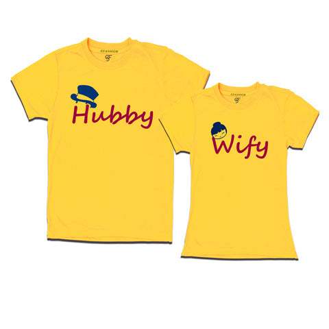 Hubby Wifey-Couple T-shirts-Yellow