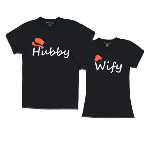 Hubby Wifey-Couple T-shirts-Black