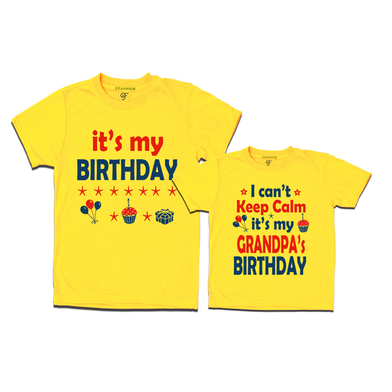 I Can't Keep Calm It's My Grandpa's Birthday T-shirts in Yellow Color available @ gfashion.jpg
