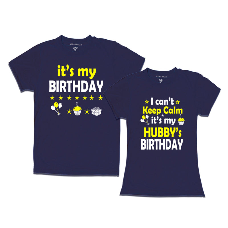 I Can't Keep Calm It's My Hubby's Birthday T-shirts in Navy Color available @ gfashion.jpg
