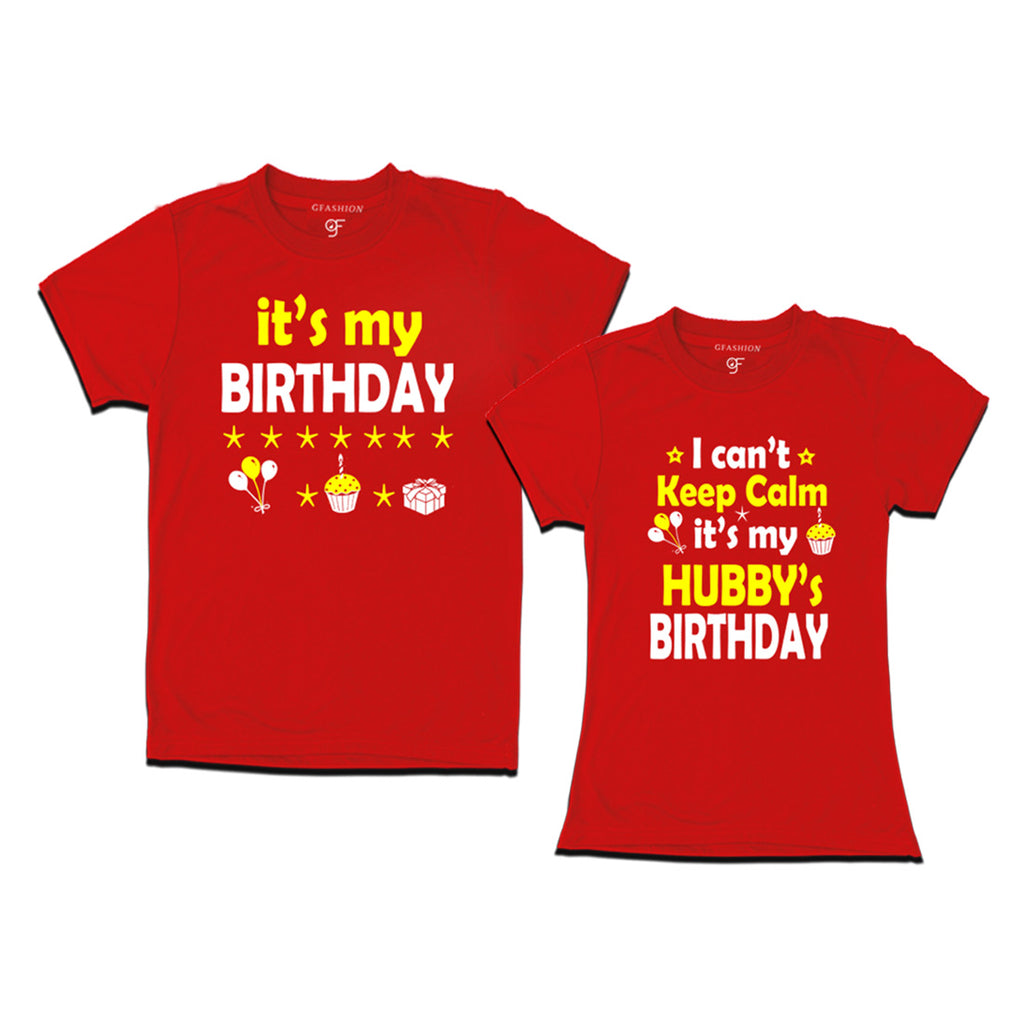 I Can't Keep Calm It's My Hubby's Birthday T-shirts in Red Color available @ gfashion.jpg