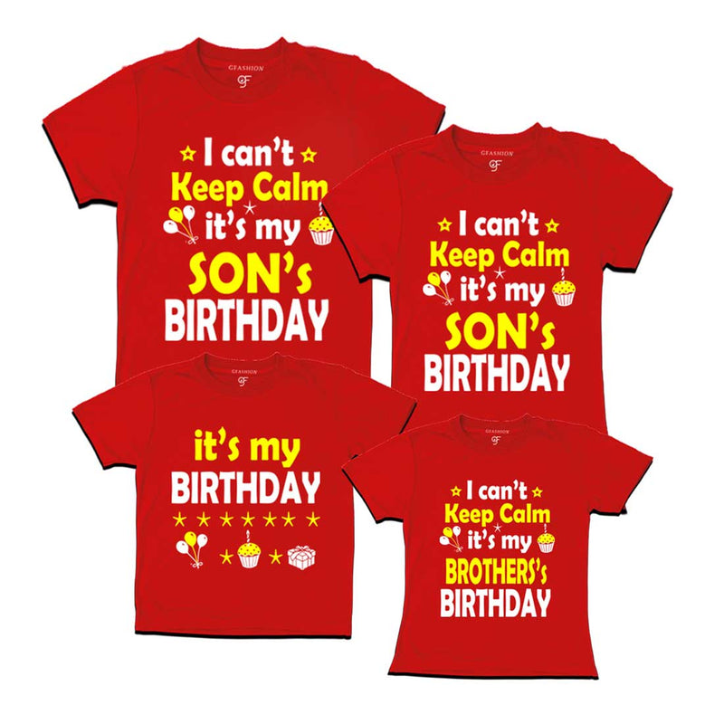I Can't Keep Calm It's My Son's Birthday Family T-shirts-Set of 4 in Red  Color available @ gfashion.jpg
