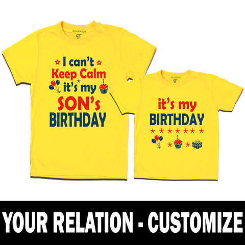 I Can't Keep Calm It's My Son's Birthday T-shirts With Dad in Yellow Color available @ gfashion.jpg