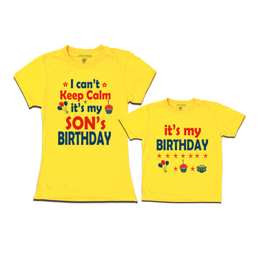 I Can't Keep Calm It's My Son's Birthday T-shirts With Mom in Yellow Color available @ gfashion.jpg