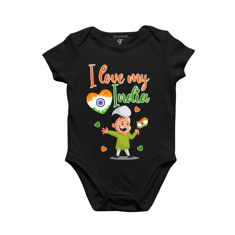 I Love My India-Baby Onesie in Black Color available @ gfashion.jpg