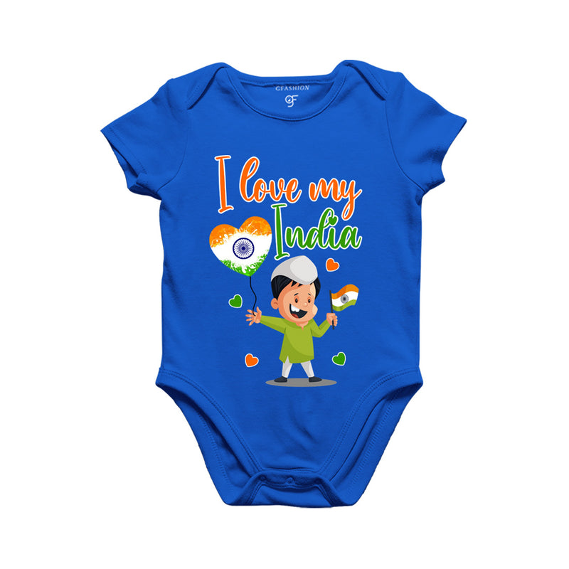 I Love My India-Baby Onesie in Blue Color available @ gfashion.jpg