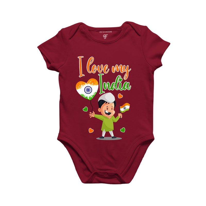 I Love My India-Baby Onesie in Maroon Color available @ gfashion.jpg