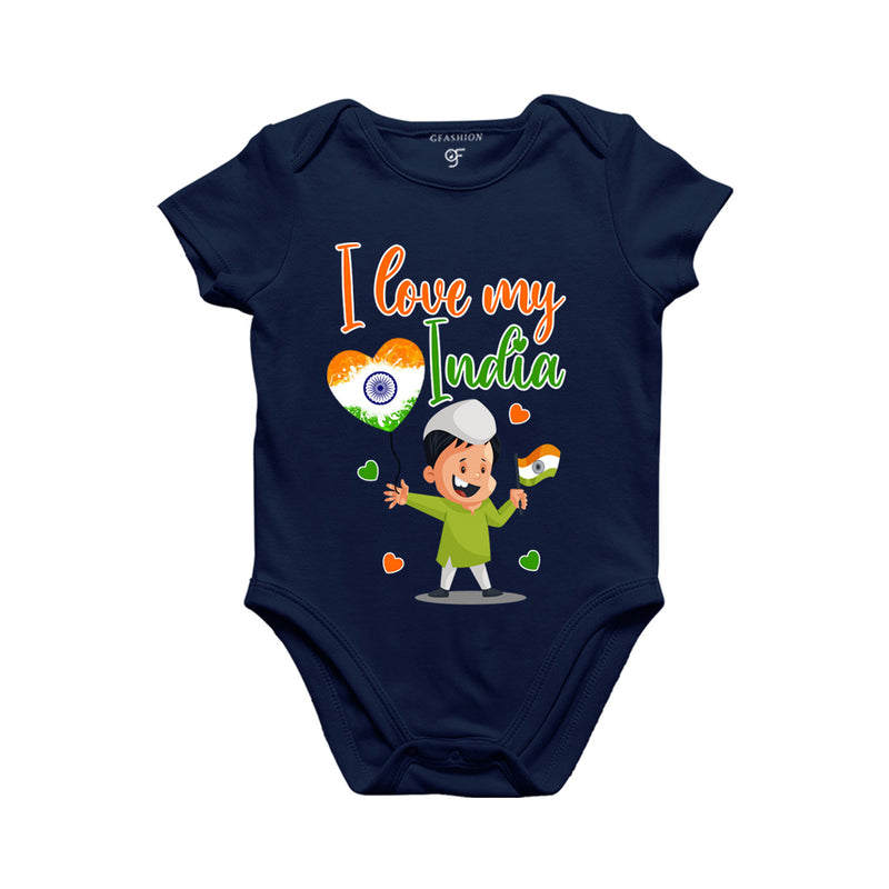 I Love My India-Baby Onesie in Navy Color available @ gfashion.jpg